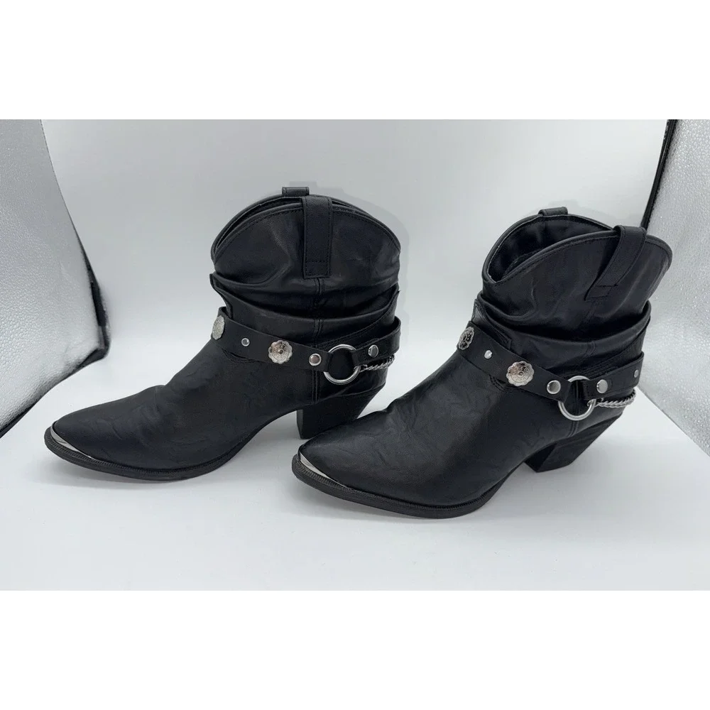 DINGO Women's Boots Fiona Pointed Toe Harness Booties DI8940 Size 8.5 M